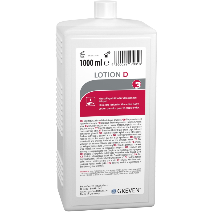 GREVEN® LOTION D | 1 Liter  | vormals LIGANA® Speziallotion D, Hautpflegelotion für den ganzen Körper