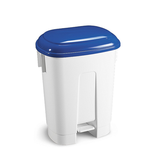 Abfallbehälter, Treteimer 60 Liter "Derby" | weiß  | mit farbigem Deckel zur besseren Mülltrennung blau, rot