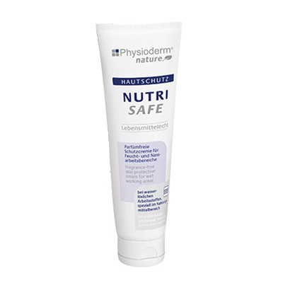 Physioderm® NUTRI SAFE | 100 ml  | Hautschutzcreme beim Umgang mit wasserlöslichen Arbeitstoffen, speziell im Nahrungsmittelbereich