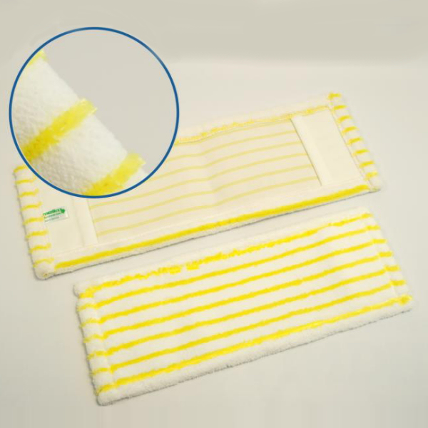 Mikro-Borstenmopp 50 cm | gelb/weiß | Mikrofaser-Mopp mit doppelten Polyamidborsten-Streifen, Aufnahme: Tasche