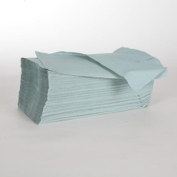 Papierhandtücher 1-lagig, 25 x 23 cm, Zick-Zack-Falz, grün |  5.000 Blatt/Karton | Flächengewicht:36 g/m²