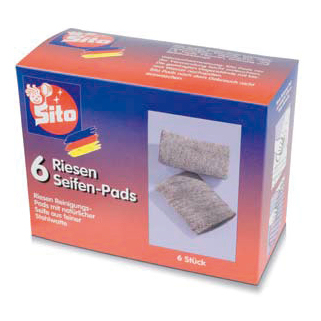 Sito Seifen-Pads groß 90 x 70 x 22 mm, verseifte Stahlwolle | 6 Stück