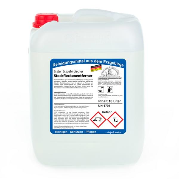 Erster Erzgebirgischer Stockfleckenentferner | 10 Liter  | gebrauchsfertig, entfernt Umweltbeläge
