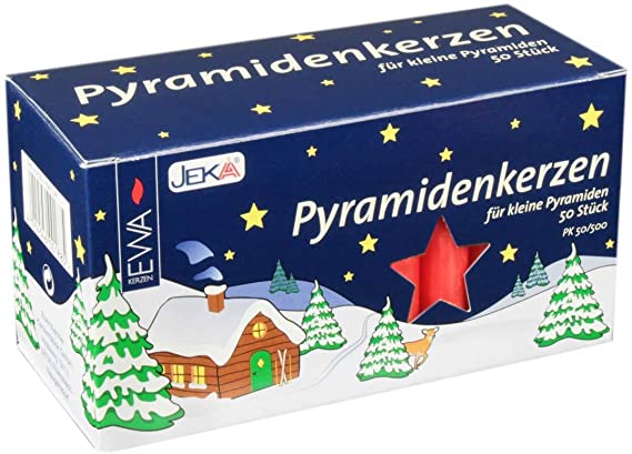 JEKA Pyramidenkerzen, Adventskerzen, klein | 50 Stück | rot