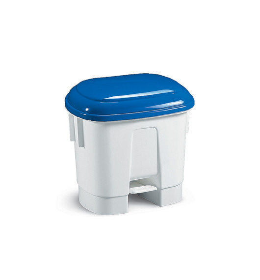 Abfallbehälter, Treteimer 30 Liter "Derby" | weiß  | mit farbigem Deckel zur besseren Mülltrennung