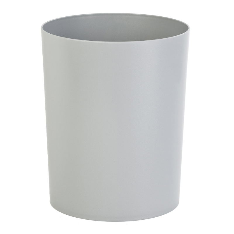 Abfallbehälter: Feuerfester Papierkorb rund, geschlossen, aus Kunststoff | 13 Liter  | grau/aluminiumfarben, oben offen