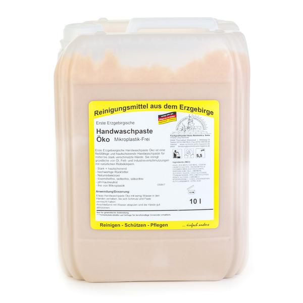 Erste Erzgebirgische Handwaschpaste Öko | 10 Liter  | Mikroplastik-Frei, Händereinigungsmittel mit hautpflegenden Substanzen, pH-hautneutral, seifenfrei mit Naturreibekörpern