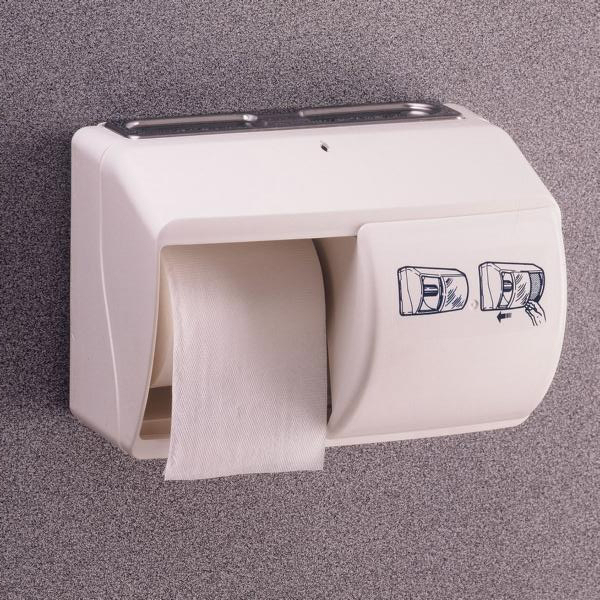 Toilettenpapier-Rollen-Spender für 2 Rollen | Kunststoff weiß mit weißem Schiebe-Deckel