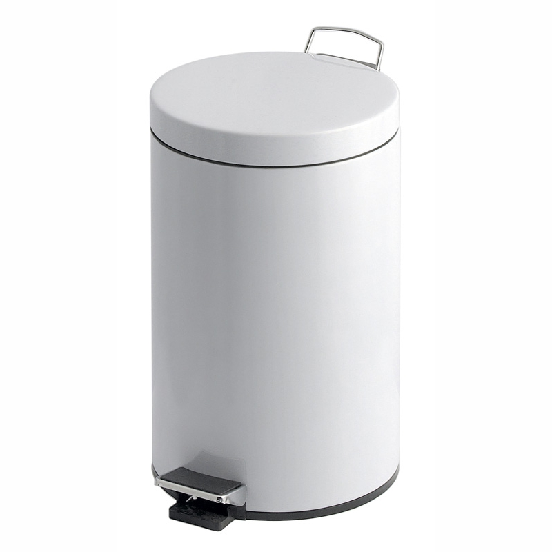 Abfallbehälter, Treteimer, 12 Liter, rund, Metall mit Kunststoff-Inneneimer | Farbe: weiß