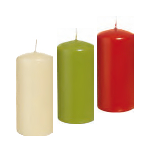 HOME FASHION Stumpenkerze 100 x 60 mm | Farbe: grün, creme, rubin | Material: Paraffinwachs, Brenndauer: ± 28 h