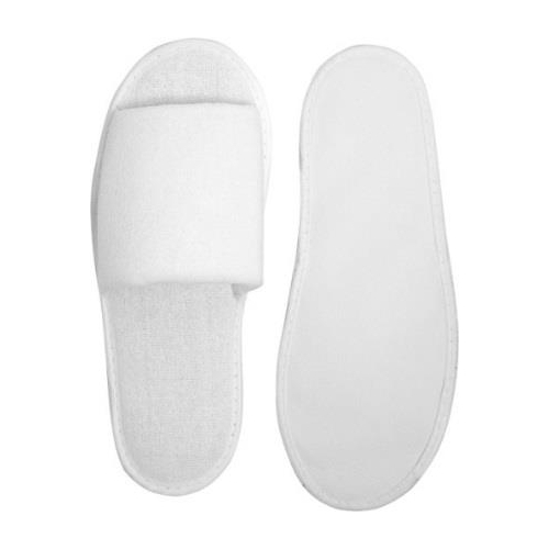 100 Paar Badeslipper, Frottee-Badeslipper, weiß, offen, mit Vliessohle