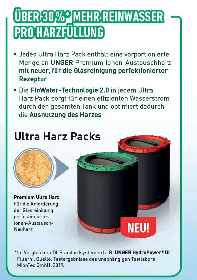 Unger® HydroPower Ultra Filter L DI-Reinwassersystem mit 3 x 6 Liter Harzbeutel Unger® HydroPower Ultra Filter L DI-Reinwassersystem mit 3 x 6 Liter Harzbeutel
