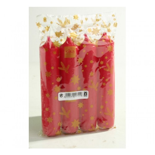 Kerzen Adventskerzen (Typ 8er) 130 x 25 mm, rot | 4 Stück/Pack | nicht durchgefärbt, Brenndauer: ca. 7 h