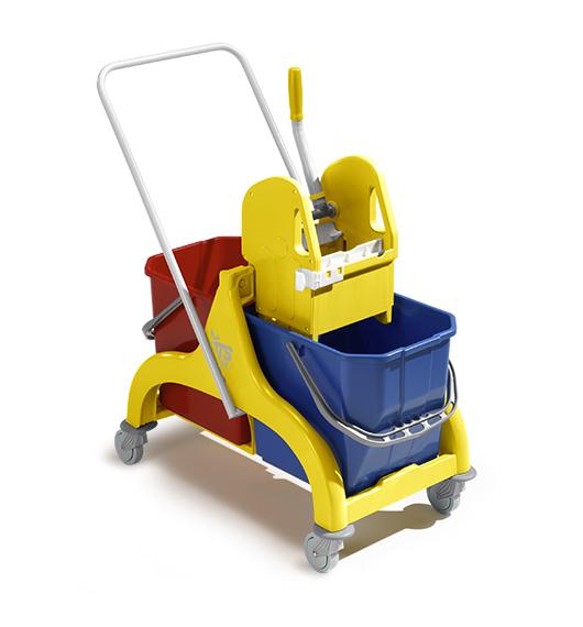 TTS® Doppel-Fahrwagen Nick-30-Liter | 30 Liter  | Doppelfahreimer mit Presse und wendbarem Handgriff/Schiebegriff