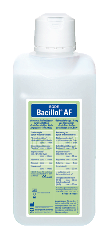 Bacillol AF, aldehydfreie, alkoholische Schnelldesinfektion für Flächen | 500 ml | gebrauchsfertig