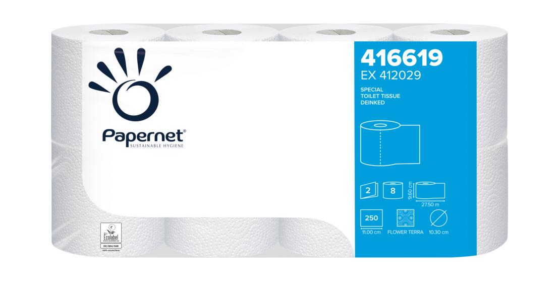 Papernet® Toilettenpapier 2-lagig | 250 Blatt/Rolle | Recycling hell | 64 Rollen/Sack